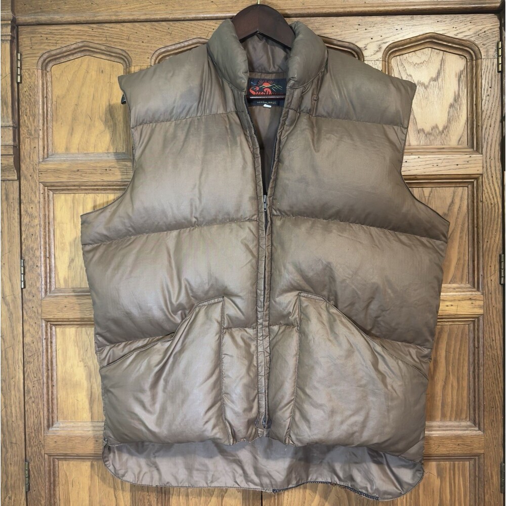 Vintage 70s 80s Sundown Prime Duck Down Puffer Vest USA Large Outdoor Gorpcore